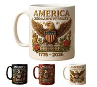USA 250th Anniversary Mugs, 11oz/325ml Military Theme Eagle Design Ceramic Commemorative Coffee Mug, Patriotic Large Capacity Heat-Resistant Coffee Cup for Dad,Men,Graduation,Retirement Gifts (White)