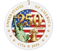 USA 250th Anniversary Ornament, Ceramic 1776 2026 Liberty Bell Decorations, America 250 Years Commemorative Ornaments Vintage Independence Gift