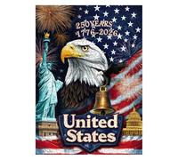 USA 250th Anniversary Patriotic Jigsaw Puzzle 1000 Piece for Adults, United States Flag Eagle Statue of Liberty Jigsaw Puzzle, Americana Stars and Stripes Fireworks Vintage Puzzles