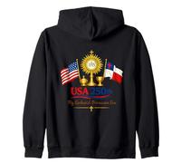 USA 250th Eucharist Era Vintage Flag Design Zip Hoodie