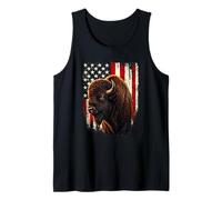 USA 4th July American Flag Bison Lover Tank Top