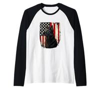 USA 4th July American Flag Black German Shepherd Lover Raglan Baseball Tee