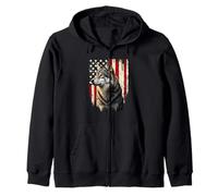 USA 4th July American Flag Wolf Lover Zip Hoodie