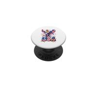 USA 4th Of July Bearded Dragon Riding Eagle Sunglasses PopSockets Adhesive PopGrip