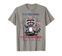 USA 4th of July Freedom Raccoon American Flag Funny T-Shirt