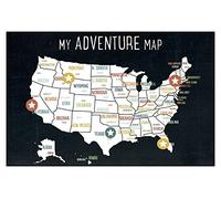 USA Adventure Wall Map Art Print, 11x14 Inch Canvas, Black, Kid's USA Wall Map,Children's Room Decor, Gender Neutral Nursery, Travel Nursery Decor,United States of America Map