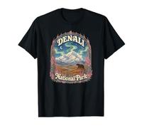 USA Alaska Aurora Vintage Denali National Park Value Graphic T-Shirt