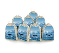 Usa Alaska Whale Tail in Mountaines 8 Pcs Drawstring Pouches Cute Jewelry Pouches Sachet Bag Gifts Bags for Party Home Supplies