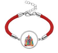 USA amebeautiful Castle Architecture Lucky Red String Bracelet Rope Bracelet Handmade