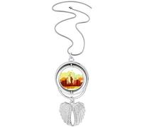 usa amenew york city watercolor Pendant Angel Wings Rotating Necklace Jewelry