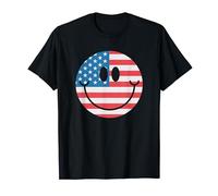 USA America American Flag Smile Face Shirt Happy Face Kids T-Shirt