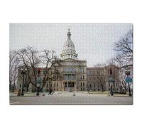USA America Michigan State Capitol West Lansing Jigsaw Puzzle 100 Piece Game Artwork Travel Souvenir 45.5x35.5CM