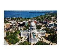 USA America Wisconsin State Capitol Madison Jigsaw Puzzle 1000 Piece Game Artwork Travel Souvenir 38x26CM