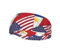 USA American Flag and Filipino Philippines Flag Headbands Sports Headbands Moisture Wicking Workout Headband Sweatband Headbands Running Headband