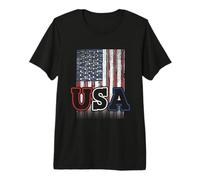 USA American Flag Distressed Patriotic Spirit Red White Blue Premium T-Shirt