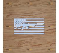 USA American Flag Rifle AR Gun Sticker Decal Vinyl - White 15.2cm - for Car Boat Laptop Cup No Background Die-Cut 0214a5