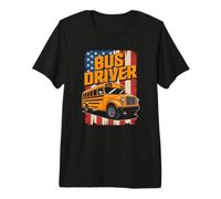 USA American Flag School Bus Driver Salute Honor Premium T-Shirt