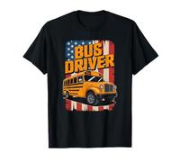 USA American Flag School Bus Driver Salute Honor T-Shirt