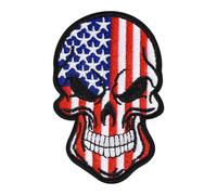 USA American Flag Skull Hook and Loop Patch, Patriotic Gothic Embroidered Applique, Tactical Morale Badge for Vests, Backpacks, Hats, DIY Gear Decor for Patriots, Bikers & Outdoor Enthusiasts
