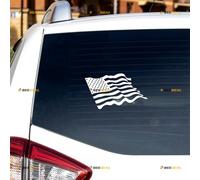 USA American Flag Sticker Decal Vinyl Waving Style - White 15.2cm - for Car Boat Laptop Cup No Background Die-Cut