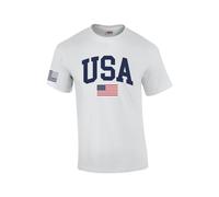 USA American Flag Tee Fourth of July Independence Day Short Sleeve T-Shirt Graphic Tee, White, XL