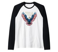 USA American Flag Women Men Kids Bald Eagle Patriotic Raglan Baseball Tee