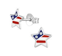 USA American Star Earrings - 925 Sterling Silver with Crystal Stones Independence Day