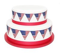 USA American Stars & Stripes Flag Bunting Edible Icing Sheet Cake Toppers Decorations