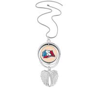 USA American Style Words Graffiti Pendant Angel Wings Rotating Necklace Jewelry