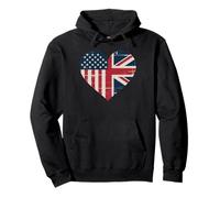 USA American UK Heart Flag Dual Citizenship Pullover Hoodie