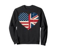 USA American UK Heart Flag Dual Citizenship Sweatshirt