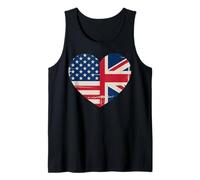USA American UK Heart Flag Dual Citizenship Tank Top