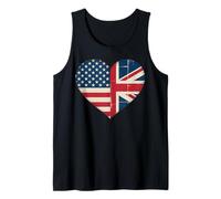 USA American UK Heart Flag Dual Citizenship Tank Top