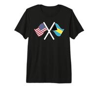 USA and Bahamas Crossed Flags Dual Roots Premium T-Shirt