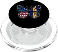 USA and Barbados Mix Butterfly Roots Bajan American PopSockets PopGrip for MagSafe