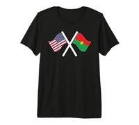 USA and Burkina FASO Crossed Flags Dual Roots Premium T-Shirt