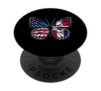 USA and Dominican Mix Butterfly Roots Dominicana American PopSockets Adhesive PopGrip