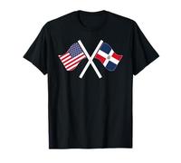 USA and Dominican Republic Crossed Flags Dual Roots T-Shirt