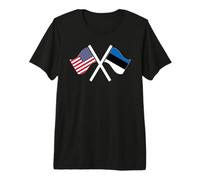 USA and Estonia Crossed Flags Dual Roots Premium T-Shirt