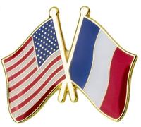 USA and France Crossed Flags Enamel Lapel Pin - 2.4 x 1.9 cm Metal Badge - International Friendship Accessory for Jackets, Hats, Backpacks, and More