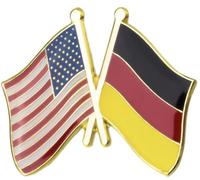 USA and Germany Crossed Flags Enamel Lapel Pin - 2.4 x 1.9 cm Metal Badge - International Friendship Accessory for Jackets, Hats, Backpacks, and More