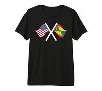 USA and Grenada Crossed Flags Dual Roots Premium T-Shirt