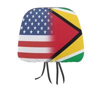 USA And Guyana Flag Car Headrest Covers Auto Seat Head Rest Case Cute Interior Universal Accessories