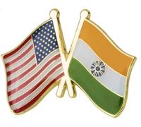 USA and India Crossed Flags Enamel Lapel Pin - 2.4 x 1.9 cm Metal Badge - International Friendship Accessory for Jackets, Hats, Backpacks, and More