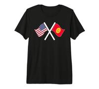 USA and Kyrgyzstan Crossed Flags Dual Roots Premium T-Shirt