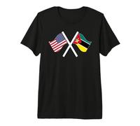 USA and Mozambique Crossed Flags Dual Roots Premium T-Shirt
