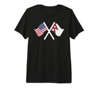 USA and Nepal Crossed Flags Dual Roots Premium T-Shirt