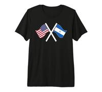 USA and Nicaragua Crossed Flags Dual Roots Premium T-Shirt