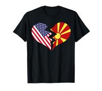 USA and North Macedonia Broken Heart International Love T-Shirt