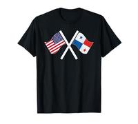 USA and Panama Crossed Flags Dual Roots T-Shirt
